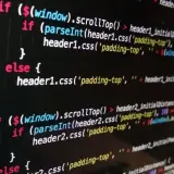 Code-Schnipsel in JavaScript, der das Scroll-Verhalten von Headern steuert. Welche Programmiersprache ist das?