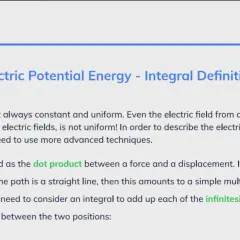 Die Seite erklärt die elektrische Potentialenergie und wie sie mit Integralen berechnet wird, wenn das elektrische Feld nicht konstant ist.