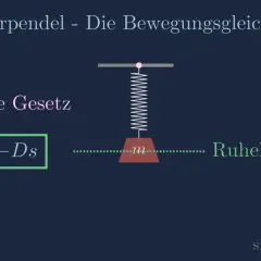 Federpendel mit Masse m und Feder. Das Hookesche Gesetz Fs = -Ds beschreibt die Federkraft, die zur Ruhelage zurückführt.